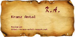 Kranz Antal névjegykártya